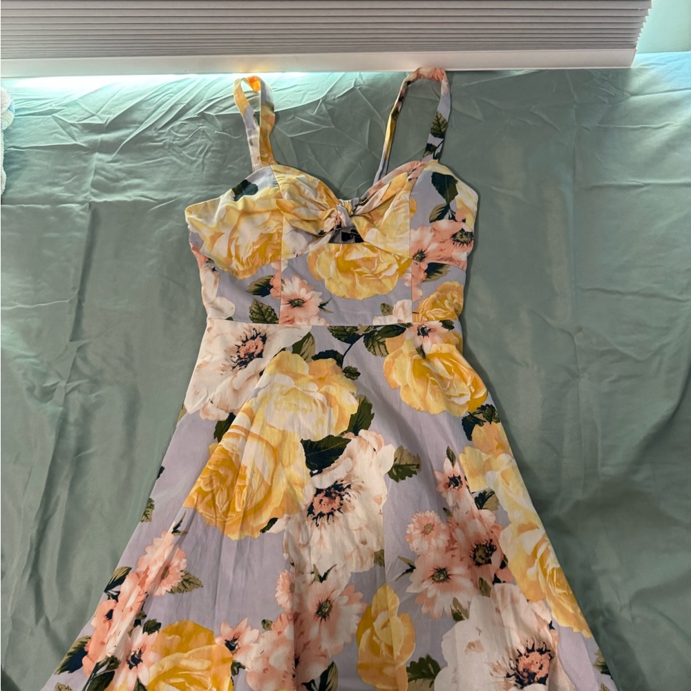 Floral Yellow and White Women's Dress